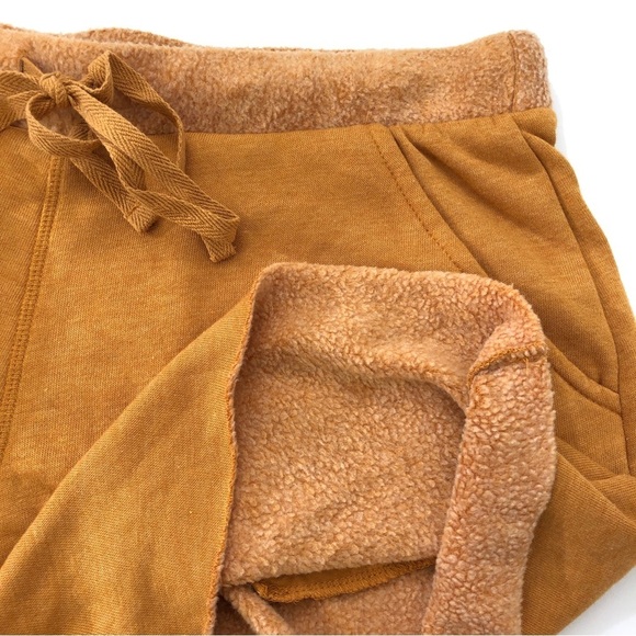Free People Brown Fleece Shorts Tie Waist Pockets NEW XL - Picture 4 of 6
